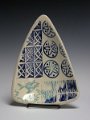 9_31 Blue Turquoise stamped colored clay triangle